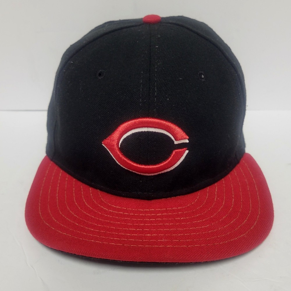 New Era Cincinnati Reds Cool Base 59Fifty Fitted Hat 7 Black Red On Field Cap