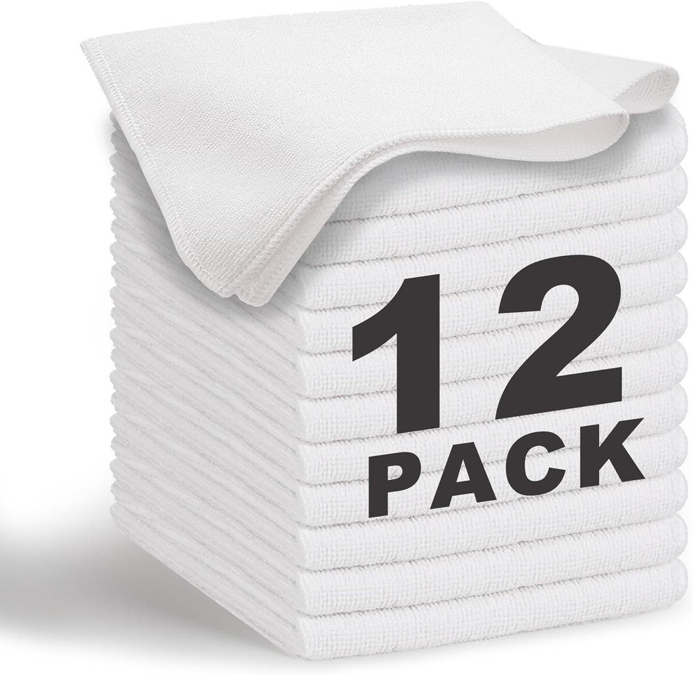 Soft White 13x13 Microfiber Cleaning Cloth Ultra Absorbent Gentle