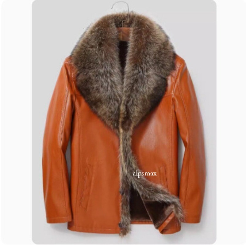 Genuine Leather Jacket Men's Short Suit Collar Real Fur Collar Sheepskin Jacket
