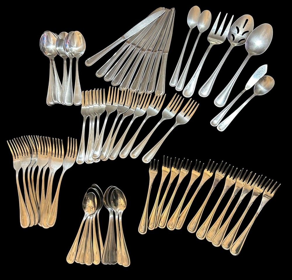 72pc Gibson Stainless Classic Dinner & Serving Hostess Set Forks Knives Spoons