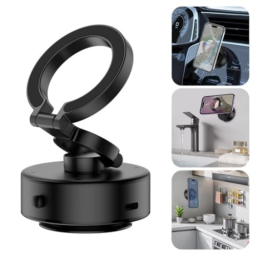 360° Rotatable Magnetic Car Phone Mount with Strong Vacuum Suction