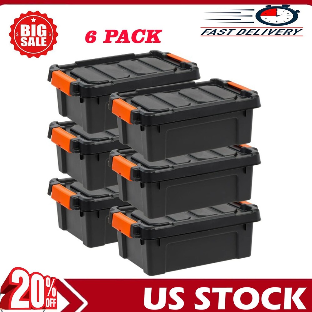 3 Gal. Plastic Storage Bins with Lids, Latching Totes, Heavy Duty Containers 6Pk