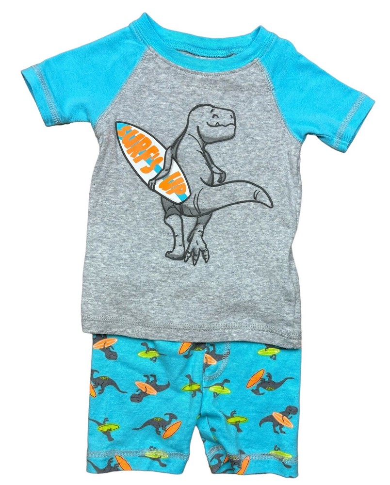 Carters Boy Pajama Set Surfing Dinosaurs 18 month NWOT Aqua And Gray