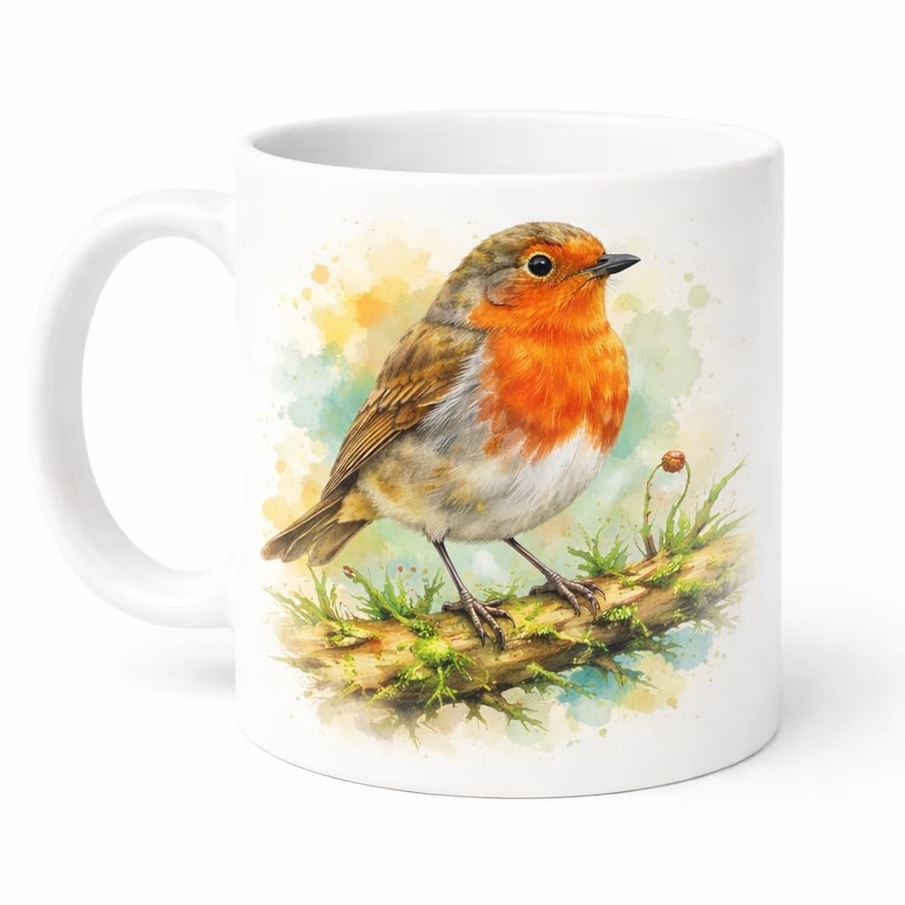 Robin Ceramic Mug Brew Crew Gifts White 11oz Dishwasher Microwave Safe