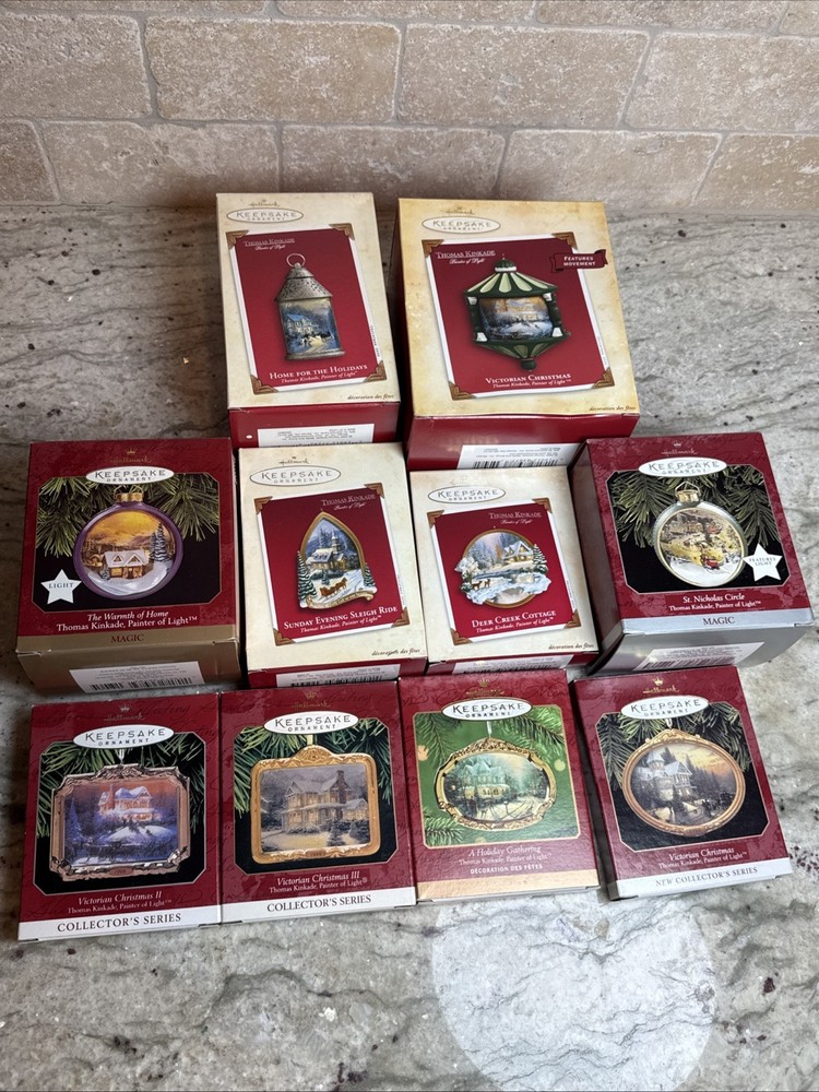 Thomas Kincade Hallmark Keepsake Ornaments Lot of 10 in Excellent Condition