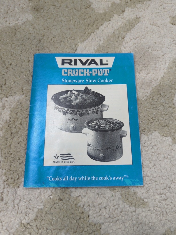 1980s Rival Crock-Pot Stoneware Slow Cooker Instruction Manual & Recipe Booklet