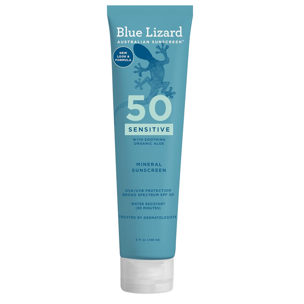 Sensitive Skin Mineral Sunscreen SPF 50+ Zinc Oxide UVA UVB Water Resistant
