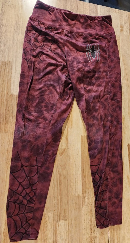 Her Universe Marvel Spider-Man Web Logo Tie-Dye Leggings Size L Womans Nerd Hero