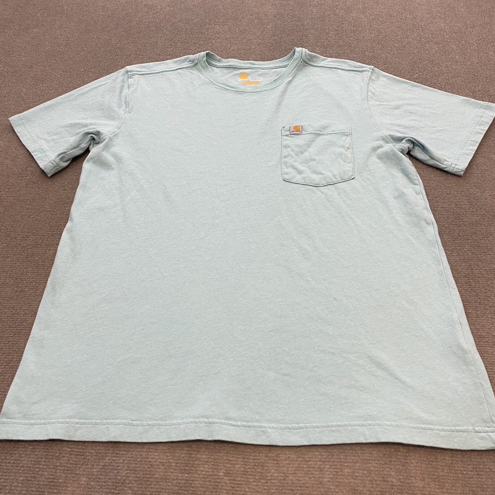 Carhartt Pocket Shirt Mens Large Light Blue Relaxed Fit Short Sleeve