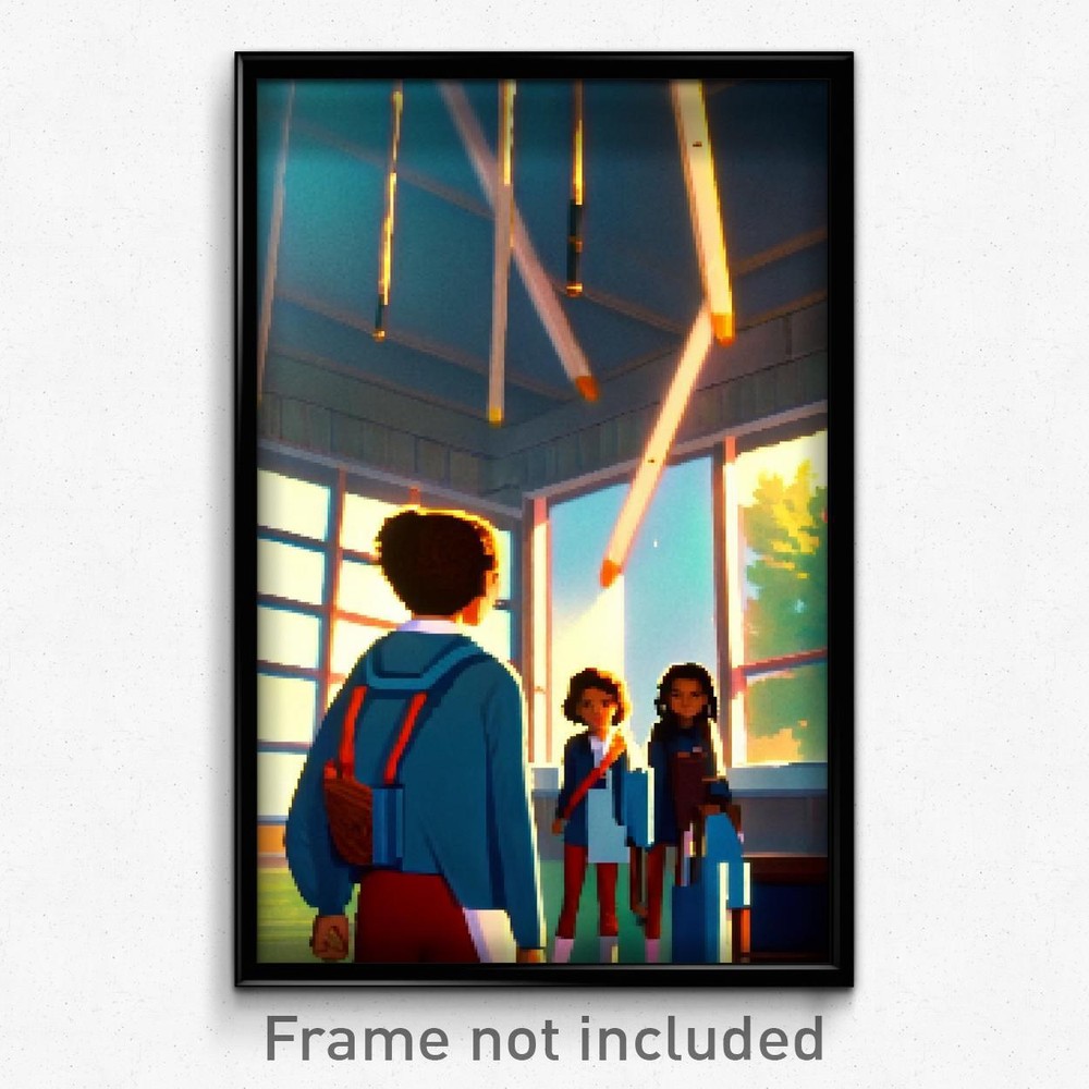 Pixel Art Poster - Natural Middle School (8 Bit Psychedelic Video Game Print)