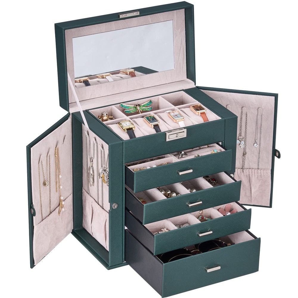 Jewelry Box 5 Tier Jewelry Storage Organizer Jewelry Case with 4 Drawers with...