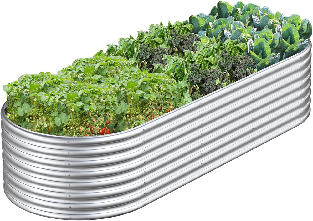 8X3X2Ft Raised Garden Bed for Vegetables, Outdoor Garden Raised Planter Box, Bac