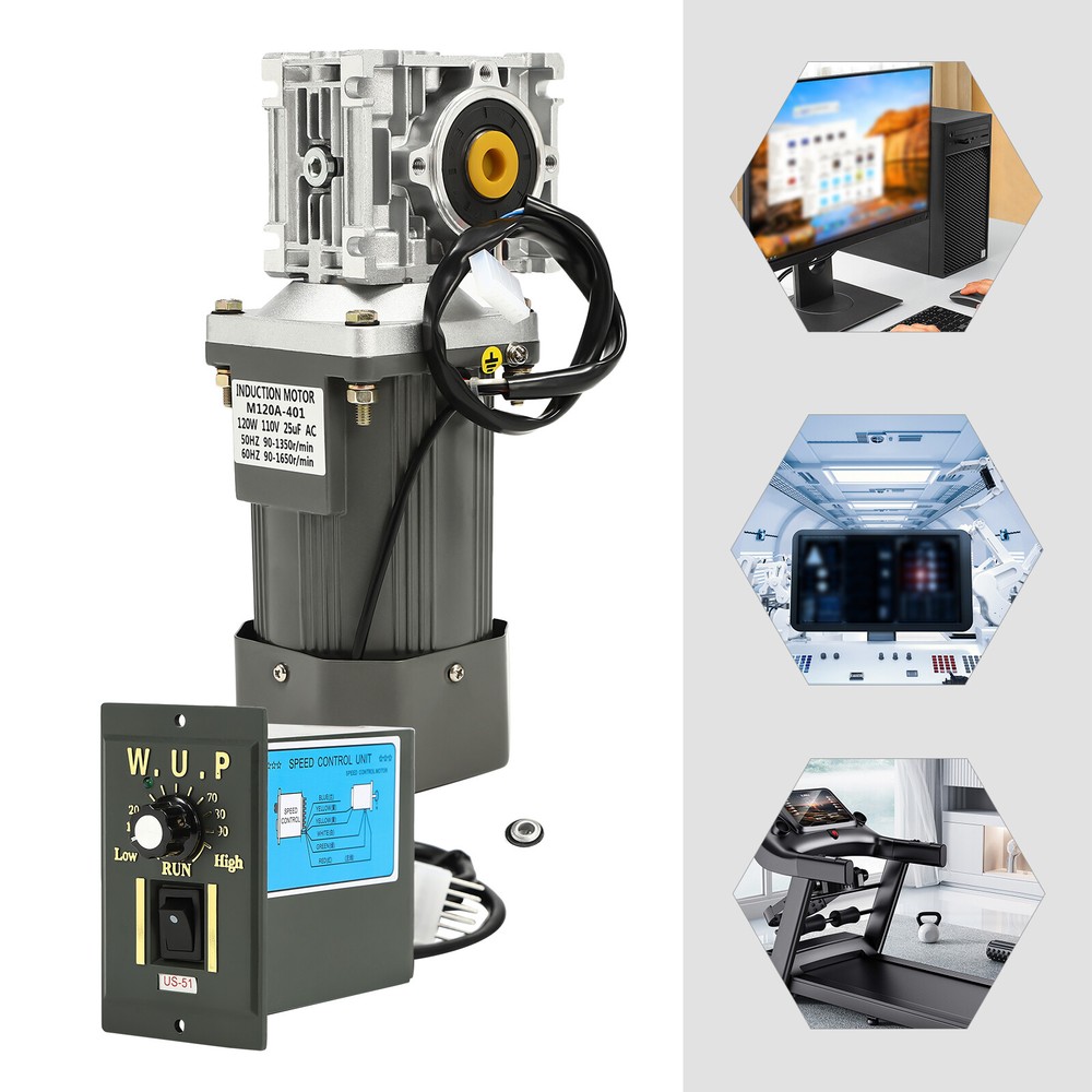 Worm Gear Motor 120W AC 110V Speed Controller Industrial Gearbox Electric RV30