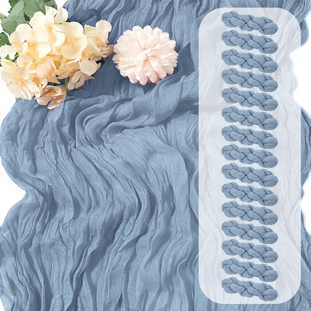 15 Pack Dusty Blue Cheesecloth Table Runner 17 x 108 inch Cheese Cloth Table ...