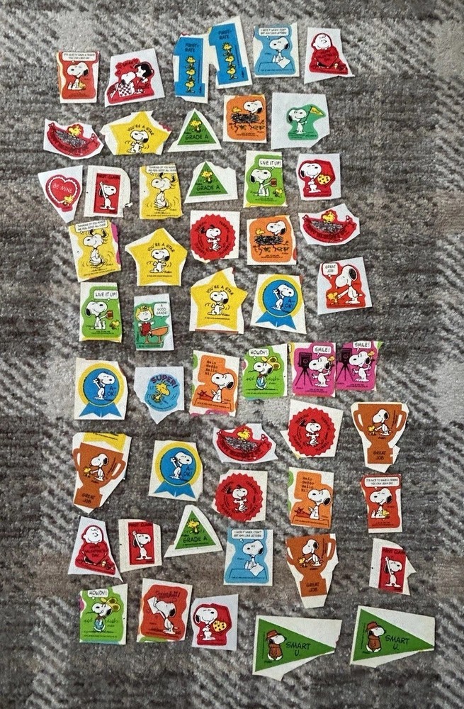 Vintage 1980s-1990s Lot Of 50 Peanuts Snoopy Charles Schulz Stickers