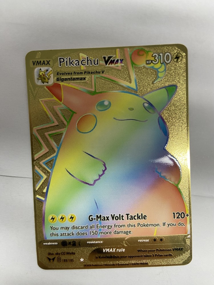 Pikachu VMAX Gold Metal Pokémon Card-Collectible Gift Display！HOT!
