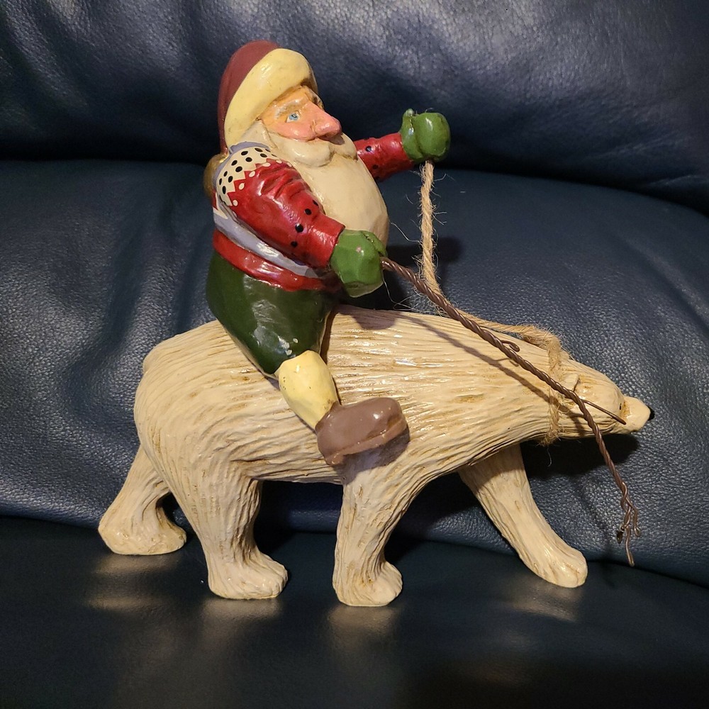 Vintage B Plummer Santa Polar Bear Ceramic Figurine No Box-image