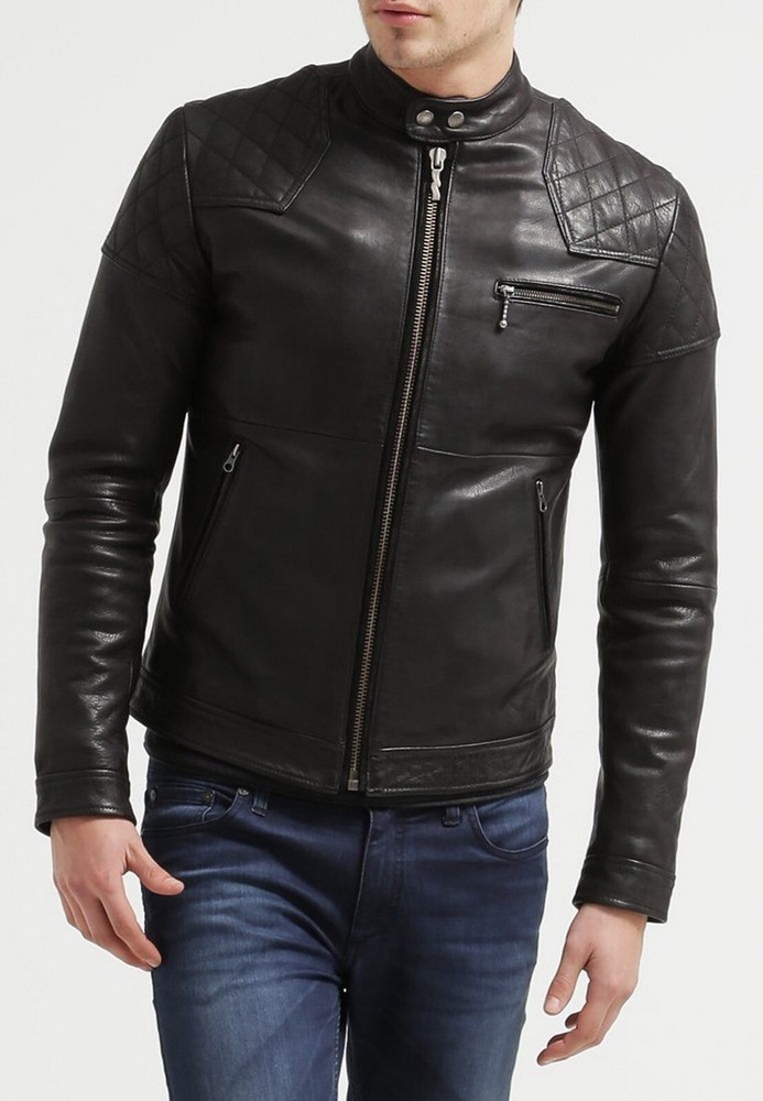 Stylish Mens Black Lambskin Leather Jacket for Party Wear SDM150