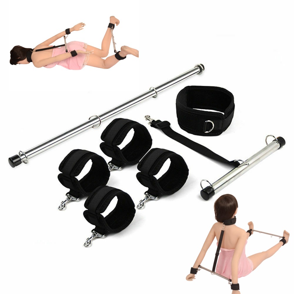 Spreader Bar Stainless Metal Handcuffs Anklecuffs Set Restraints Harness Sex Aid