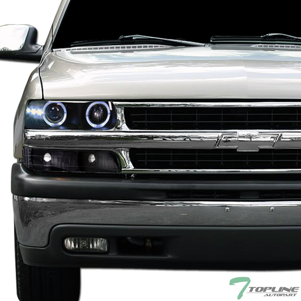 Topline For 99+ Silverado/00+ Tahoe/Suburban LED Halo Projector Headlights - Blk