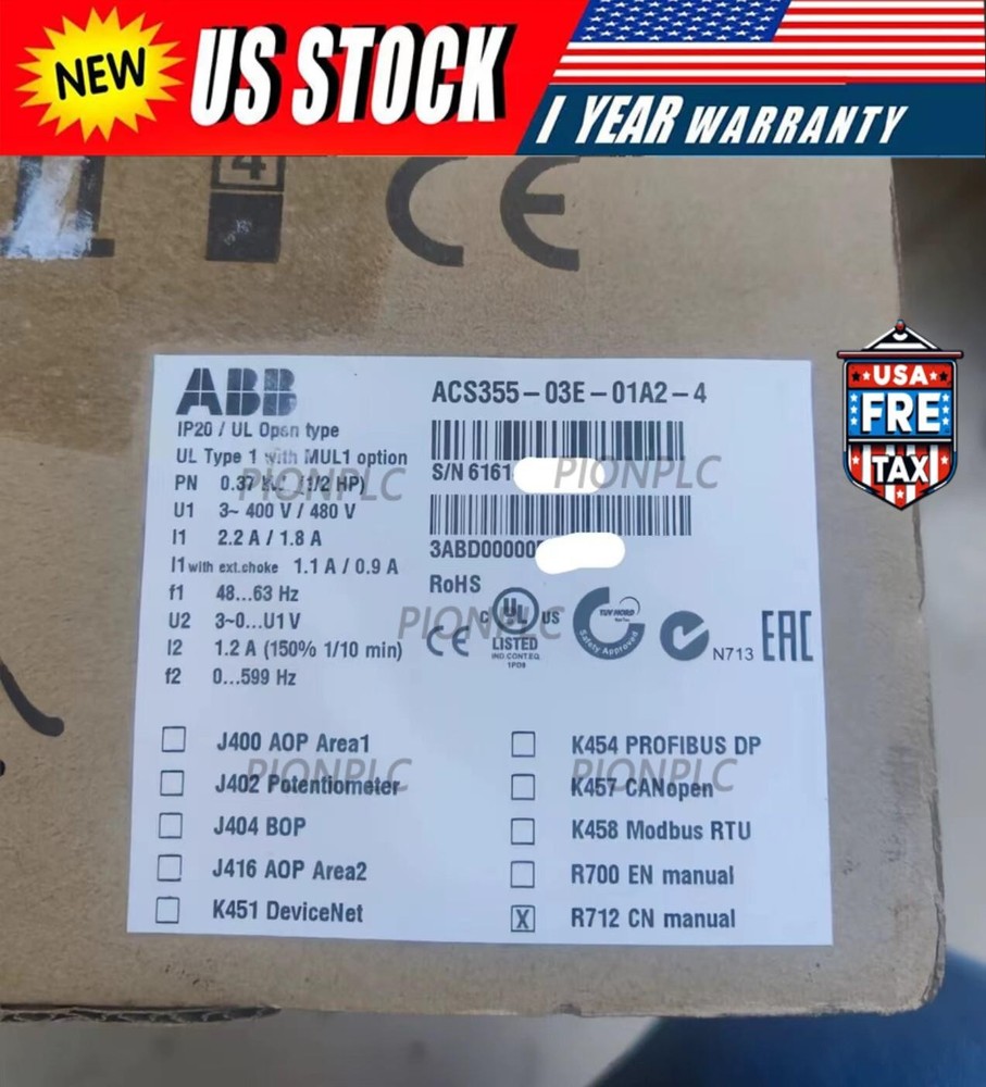 ACS355-03E-01A2-4 brand new ABB frequency converter with box No Keypad