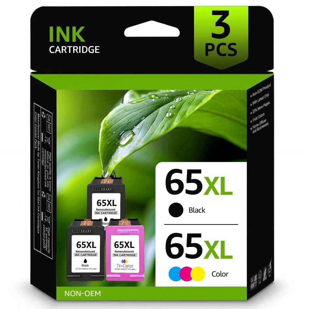 65XL Ink Cartridge for HP ENVY 5010 5055 5052 & Deskjet 2600 2652 2636 Printers  