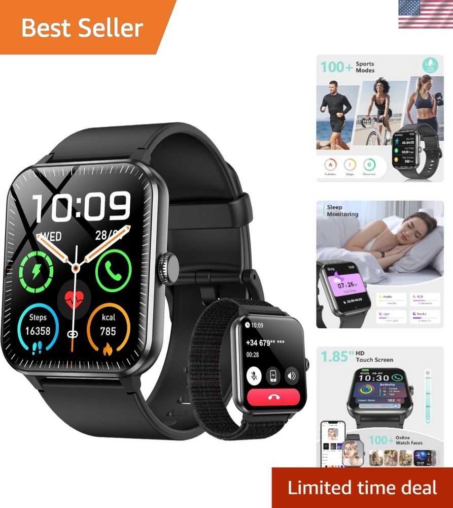 2025 Waterproof Fitness Smartwatch with Health Monitoring & Customizable Straps in 2 Colors