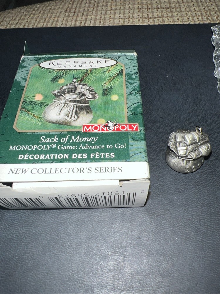 Hallmark Keepsake Ornament MONOPOLY SACK OF MONEY Pewter Game Token IOB 2000