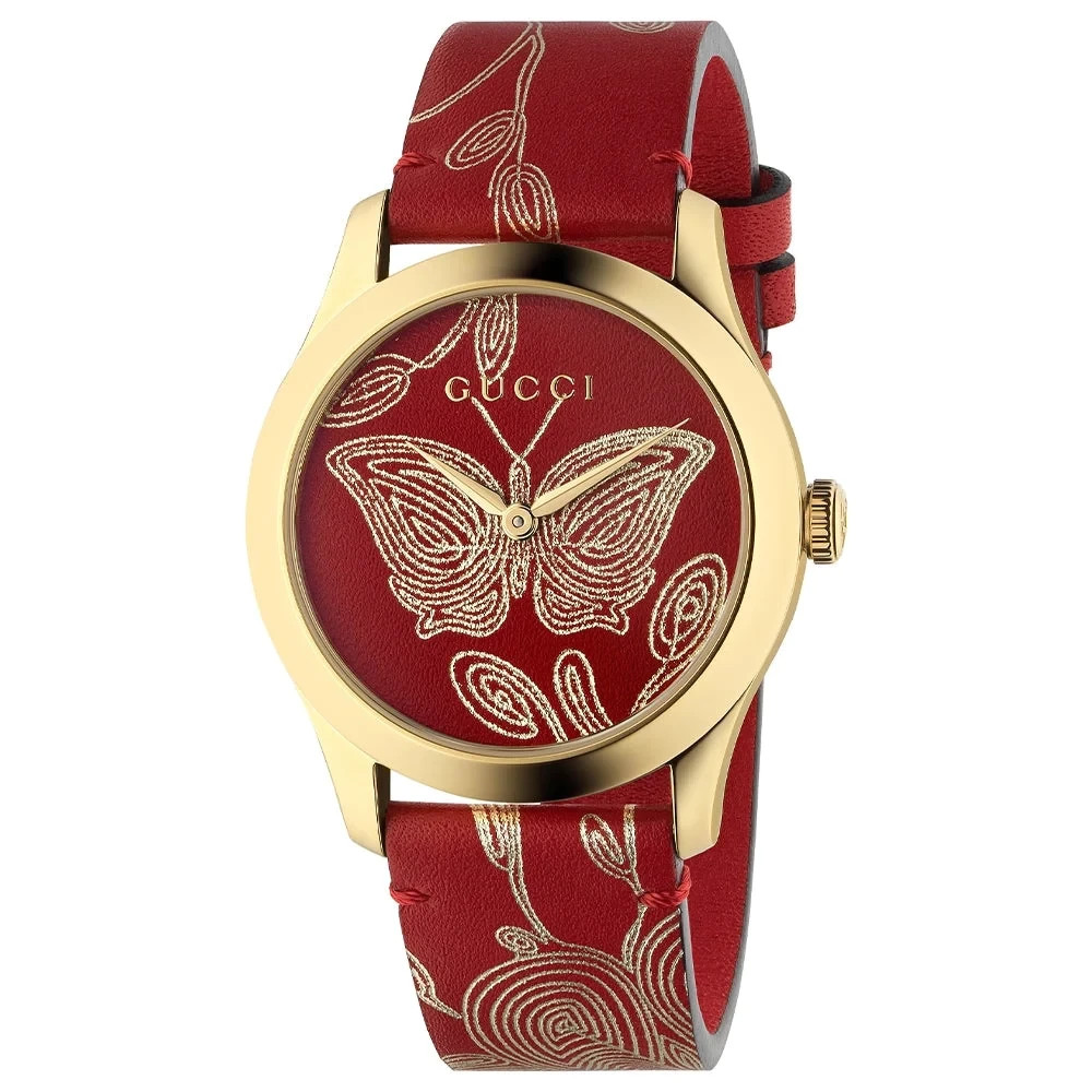 Gucci Women's G-Timeless Red Butterfly Dial Ladies Watch YA1264054 ($1100 MSRP)