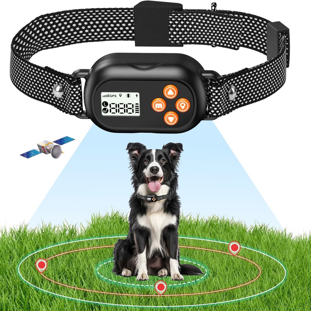 Wireless GPS Dog Fence Collar with Adjustable Boundary for Safe Pet Containment