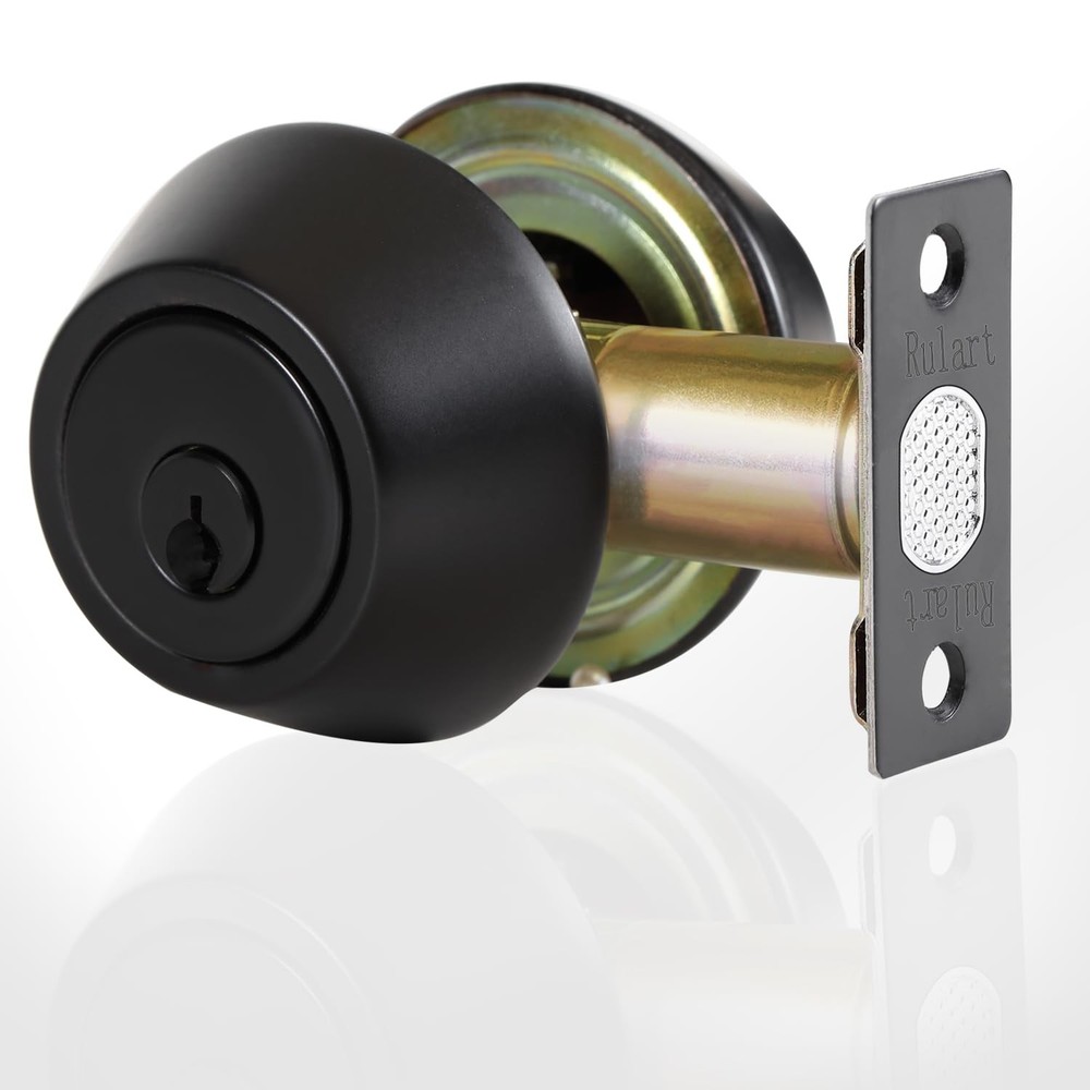 Double-Sided Deadbolt Lock with 2-Way Adjustable Cylinder Keyed Both Sides