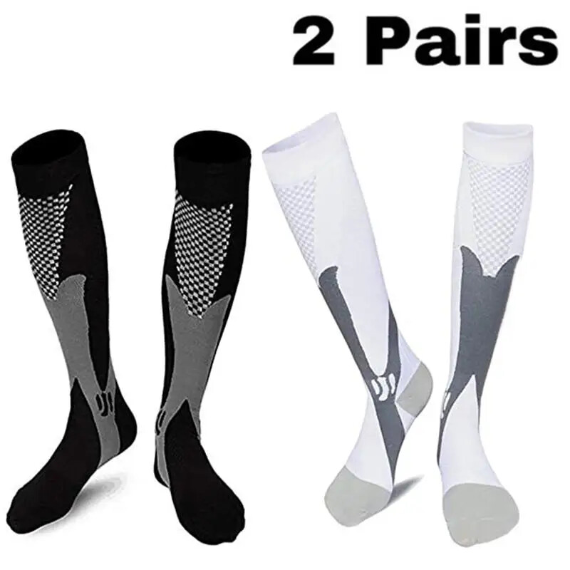 2 Pairs Compression Socks Running Football Soccer Stockings Men Women Sport Sock