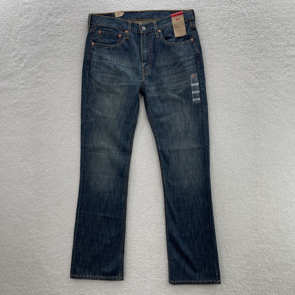 Levis 527 Jeans Mens 34x34 Blue Slim Bootcut Dark Denim Whisker Cowboy Western