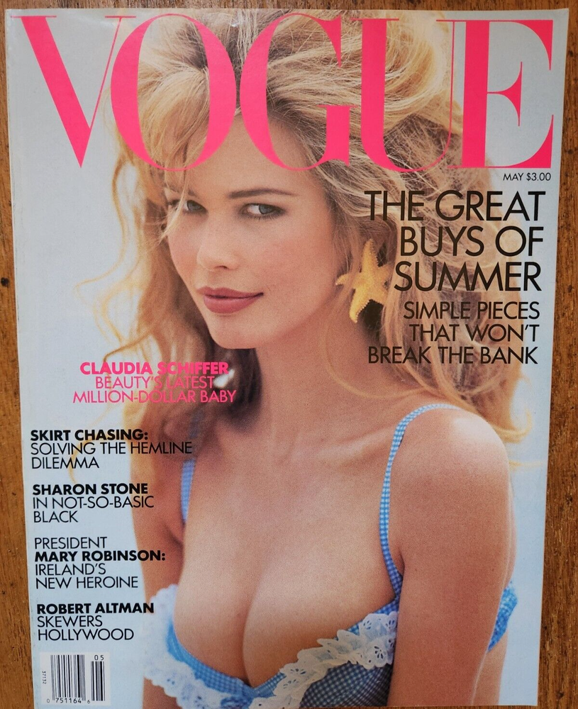 Vintage Vogue Magazine May 1992 Claudia Schiffer
