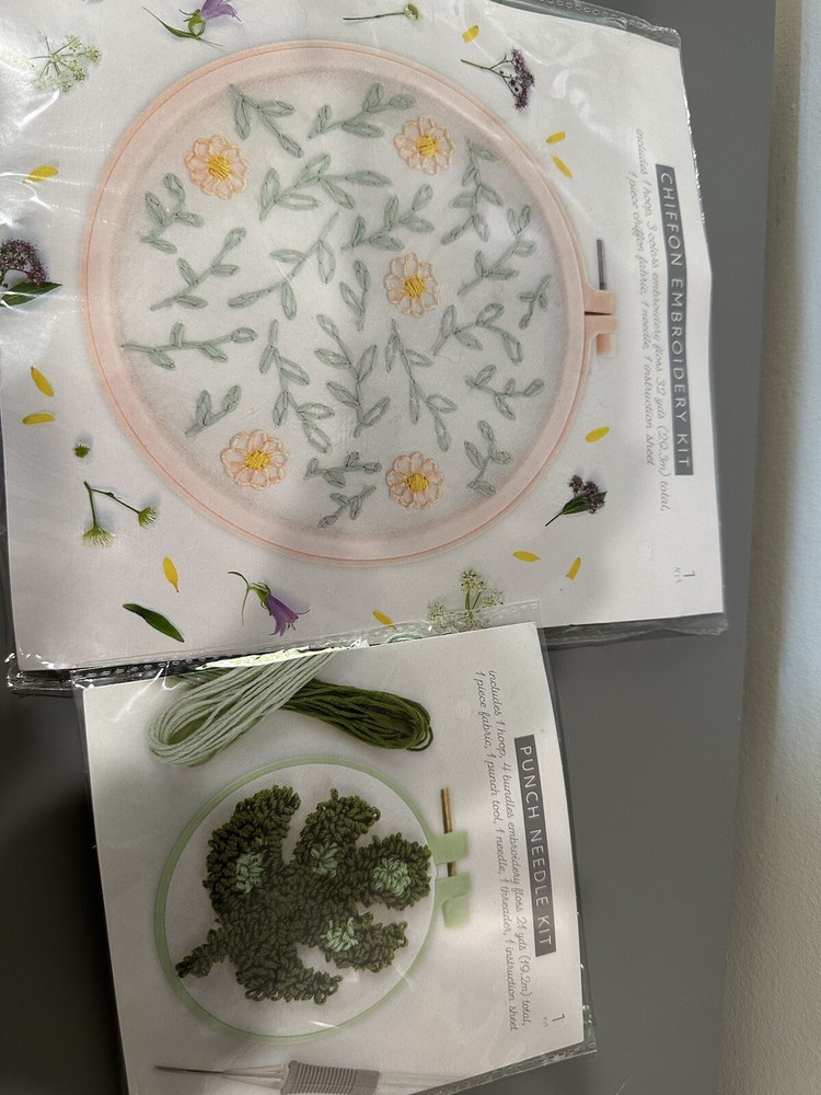 Chiffon Floral Embroidery Kit & Punch Needle Kit