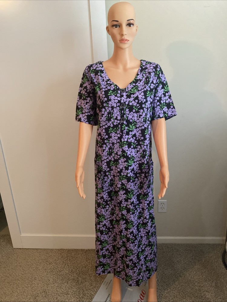 Women's 60 % Cotton Pajama Night Gown Sleepwear Size 1x With 2 Pockets