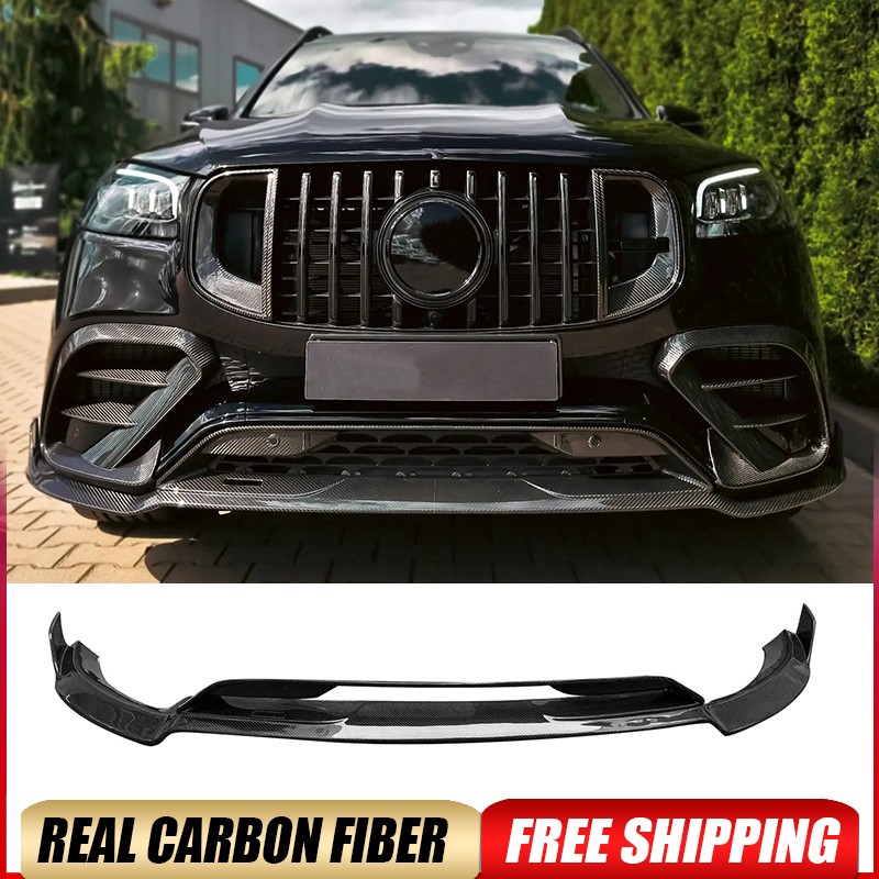 For Mercedes Benz X167 GLS63 AMG 2020-2024 REAL CARBON Front Bumper Lip Spoiler