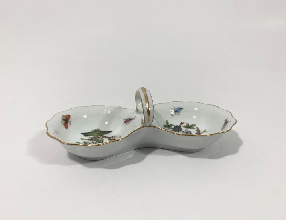 Herend Rothschild Bird Salt Pepper Stand Bowl Dish with Chip  