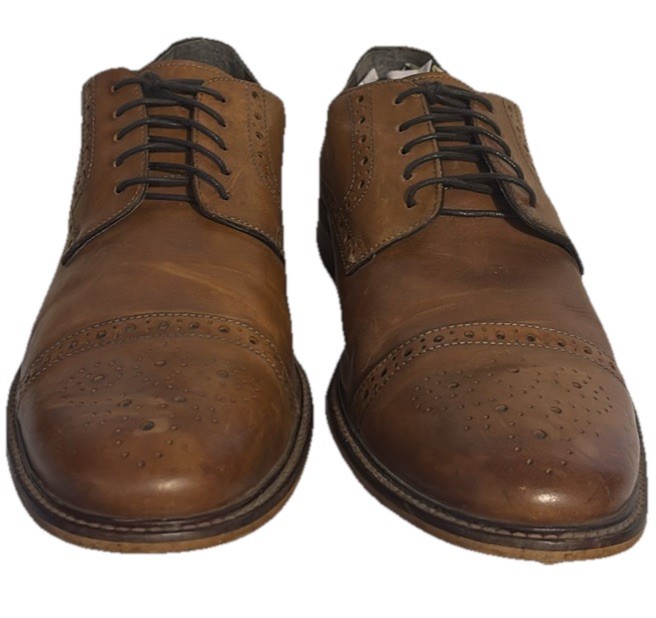 Joseph Abboud Owings Brown Leather Cap Toe Oxford Shoes Men Size 11.5