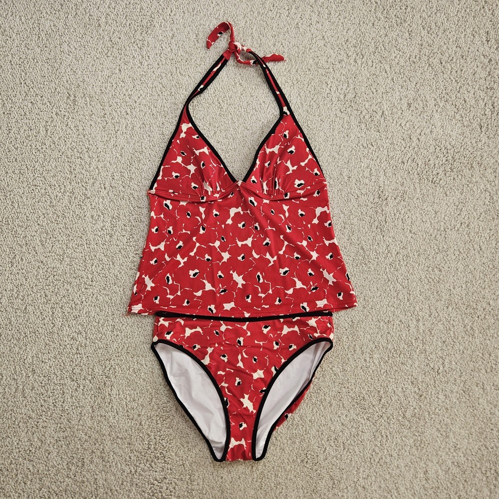 Vintage Victorias Secret Tankini Swimsuit 2Pc 00s Y2k Red Poppy Womens M/L