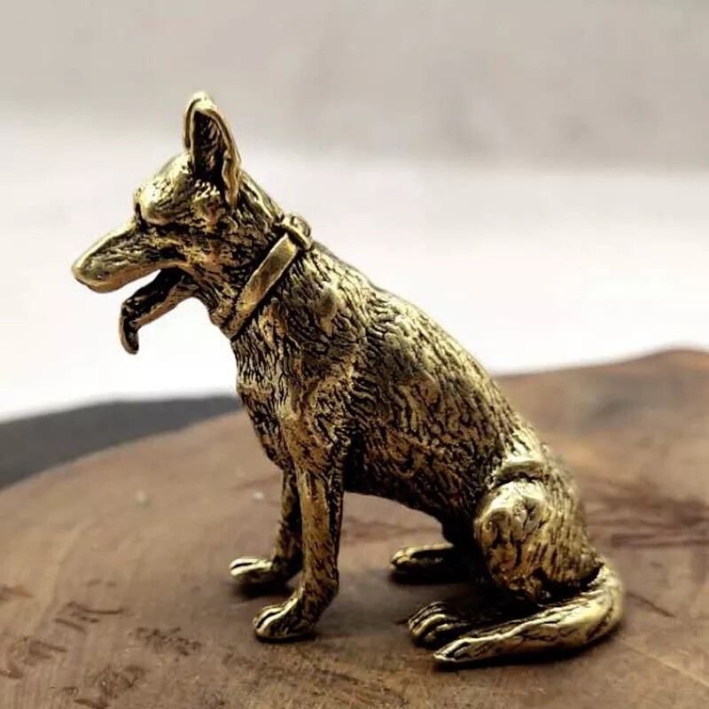Brass Dog Figurine Small Dog Statue House Decoration Animal Figurines Toys