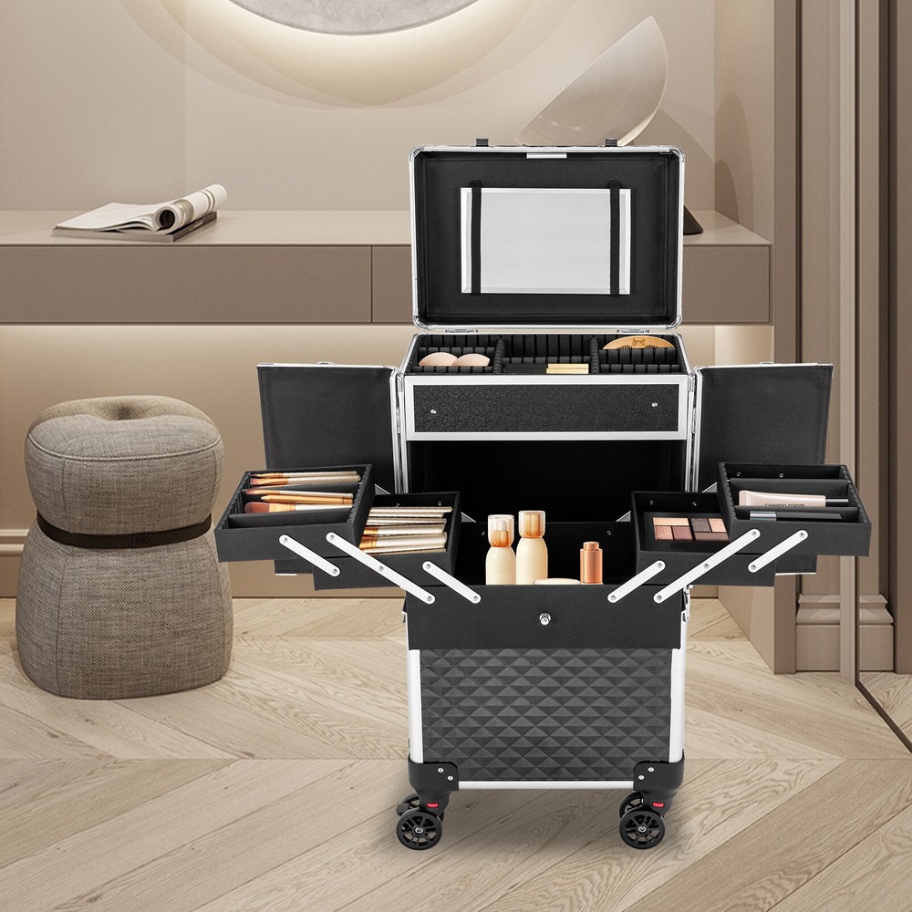 Professional Rolling Makeup Train Case Makeup Storage Organizer Cosmetic Trolley