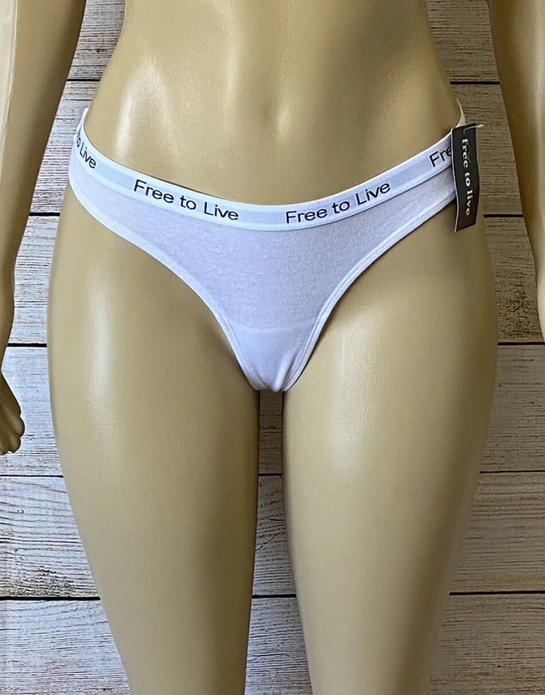 Free To Live Womens Thong Panties White Size L NWT