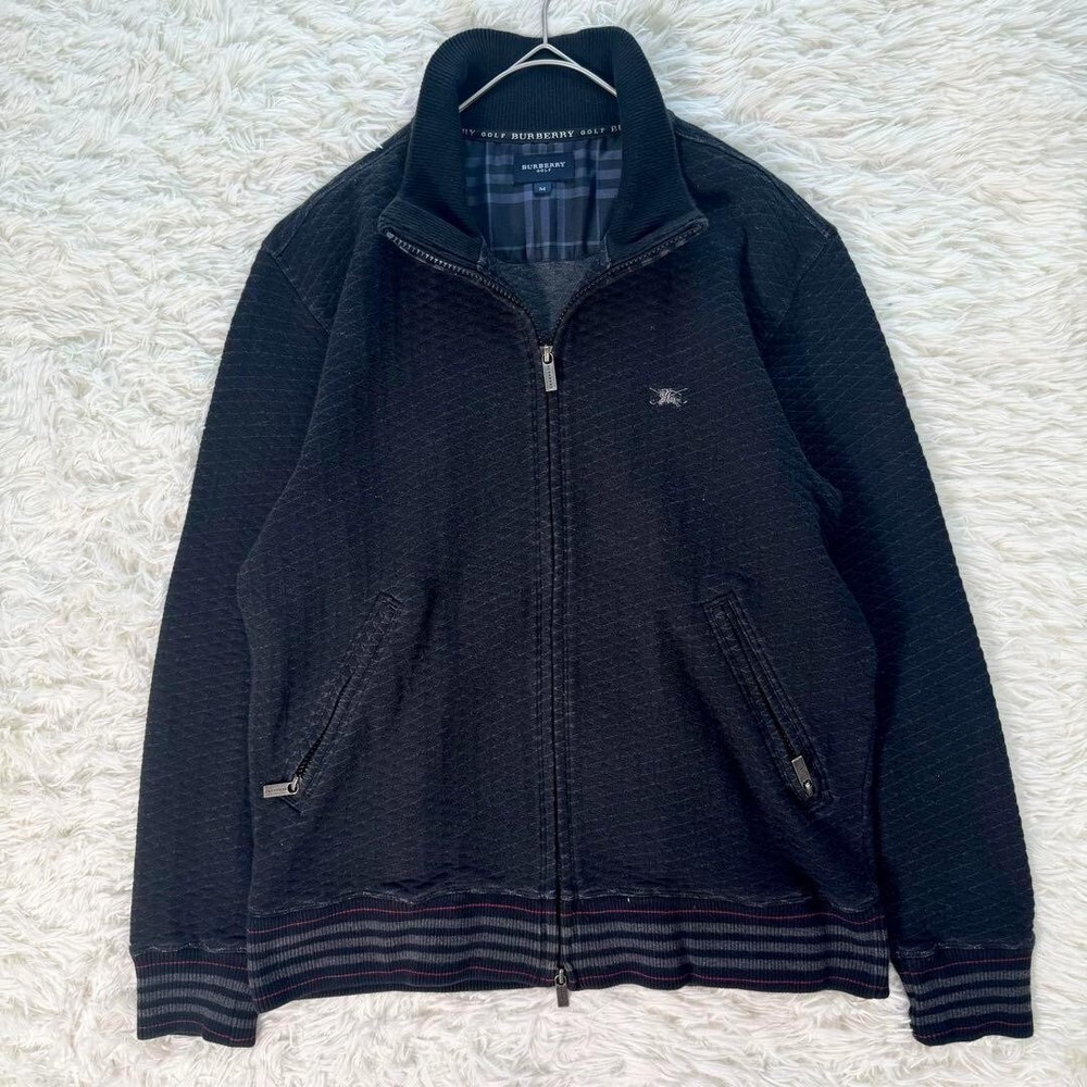 Burberry Driver's Knit Nova Check Logo Diamond Quilting Black Men Size M Used
