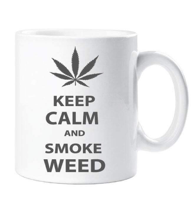 Keep Calm Mug Smoke Weed Novelty Gift Pot Green