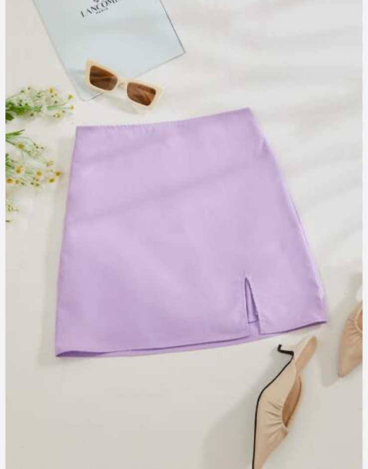 NWOT SHEIN Lavender Purple Mini Skirt with Front Slit Women's Size S