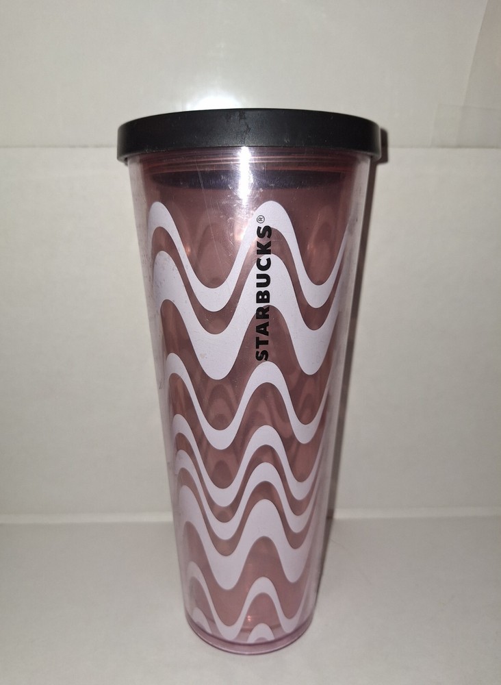Starbucks 24oz Pink Spring Wavy Stripe Acrylic Tumbler No Straw