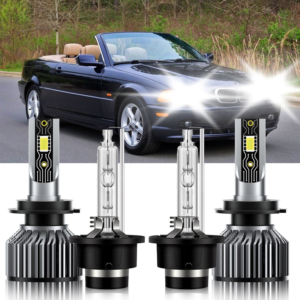 For BMW 323i 1999-2000 LED HID Headlight Bulb High Low Beam Kit White H7 D2S