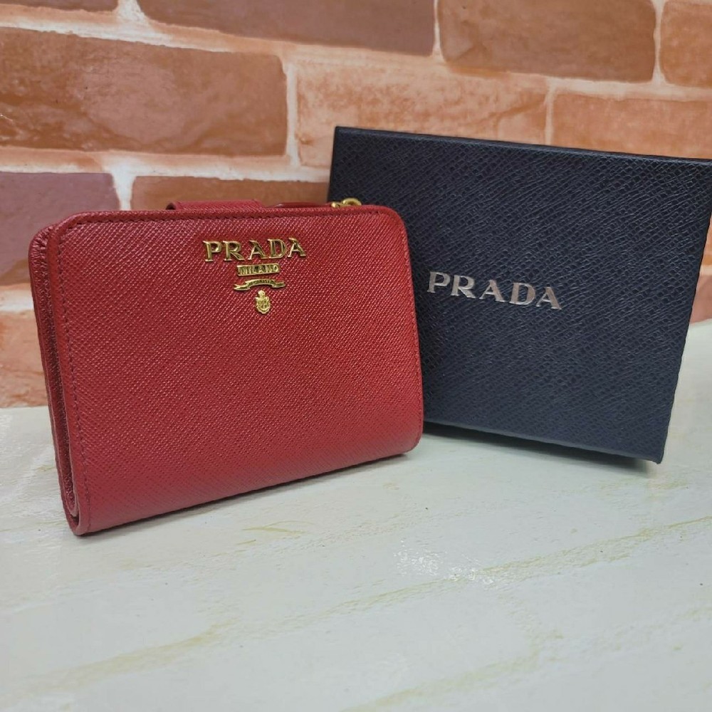 Prada Authenticated Saffiano 1ML018 Red Wallet Like New