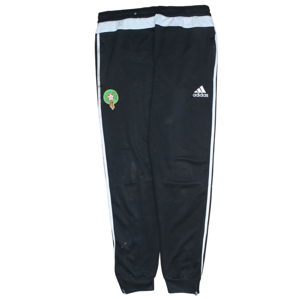 Adidas Mens Track Pants Black Nylon Three Stripe Elastic Waist Zip Pockets XL